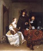 Gerard Ter Borch A Woman Playing a Theorbo to Two Men china oil painting reproduction